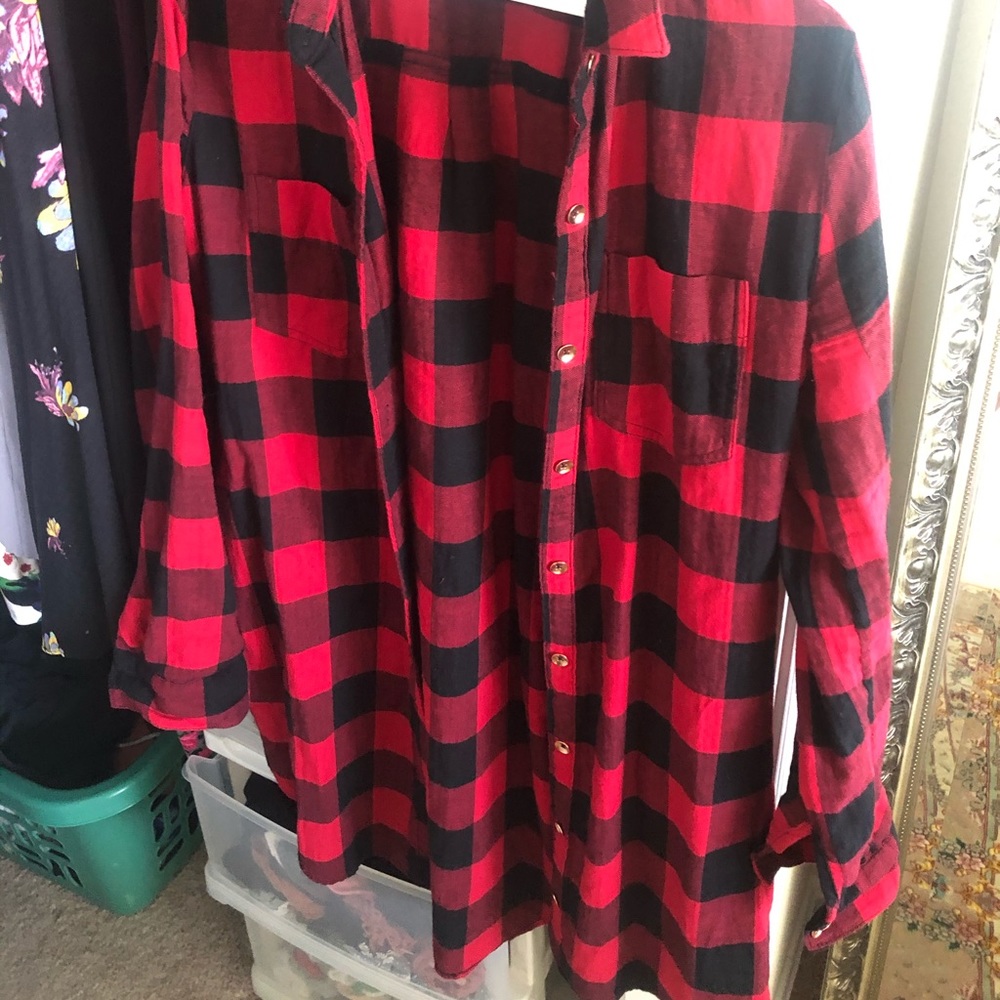 Classic Buffalo plaid flannel shirt dress